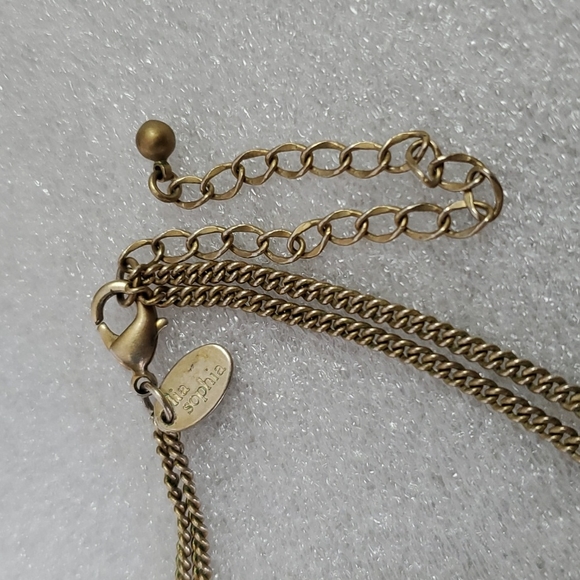 Lia Sophia Necklace Antique Gold chain with Brown Resin pendent - Picture 2 of 4